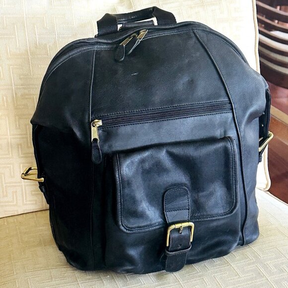 Coach Vintage C7B-0521 Large Backpack Black Glove-Tanned Cowhide Leather USA - Picture 2 of 15